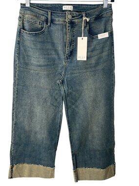 Blue by A. Brand Cropped Wide-Leg Jeans in Medium Wash Blue